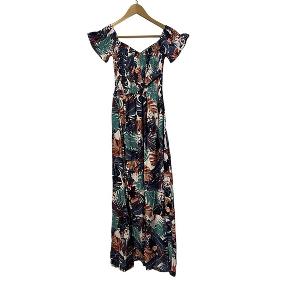 Myodress Tropical Print Split Double Split Bardot Vacation Maxi Dress - Picture 6 of 11